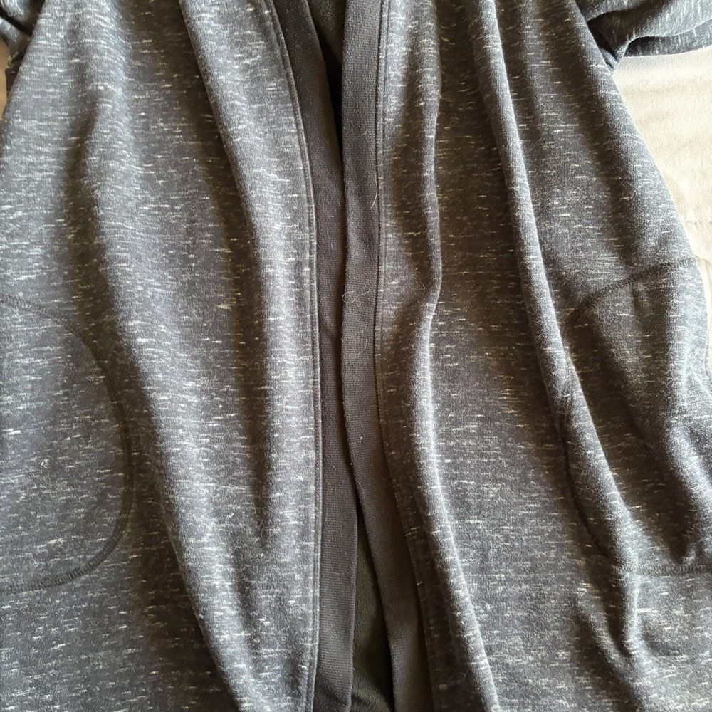 XL 90 Degree Reflex Black Long Open Cardigan Thumbhole Hoodie Comfy Athleisure - Picture 9 of 13